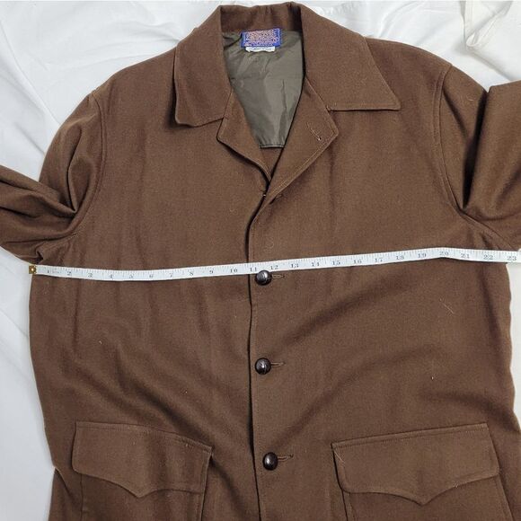 VINTAGE 70s Pendleton brown wool button up shacket‎ shirt jacket L - Picture 8 of 9